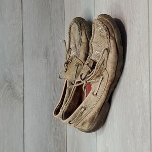 Twisted X Womens Leather Driving moc Dusty tan snake Shoes Loafer sz 7.5M